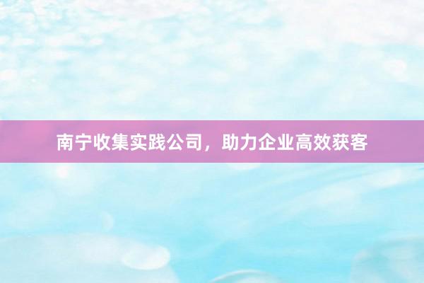 南宁收集实践公司，助力企业高效获客